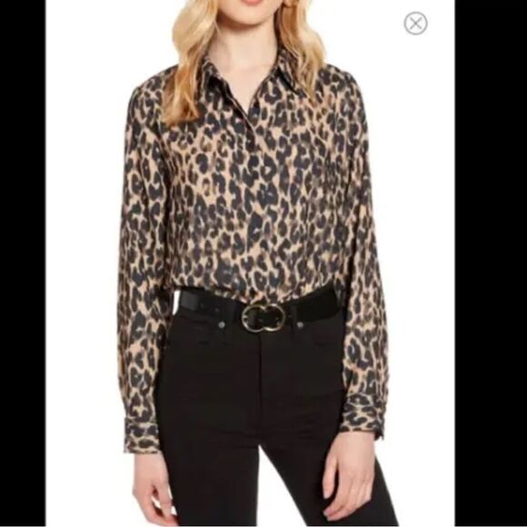Halogen Leopard Print Blouse Top Women’s Medium - Picture 1 of 4